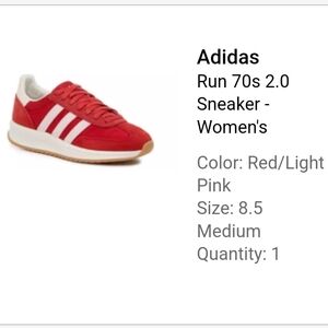 Adidas Women's Run 70s 2.0 Sneaker - Red and Pink